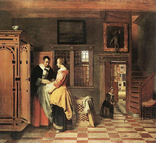 Pieter de Hooch At the Linen Closet Norge oil painting art